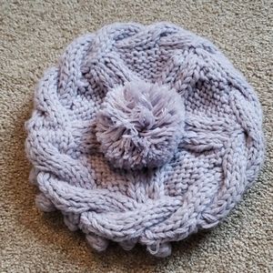 Free People chuky knit lavender pom barret